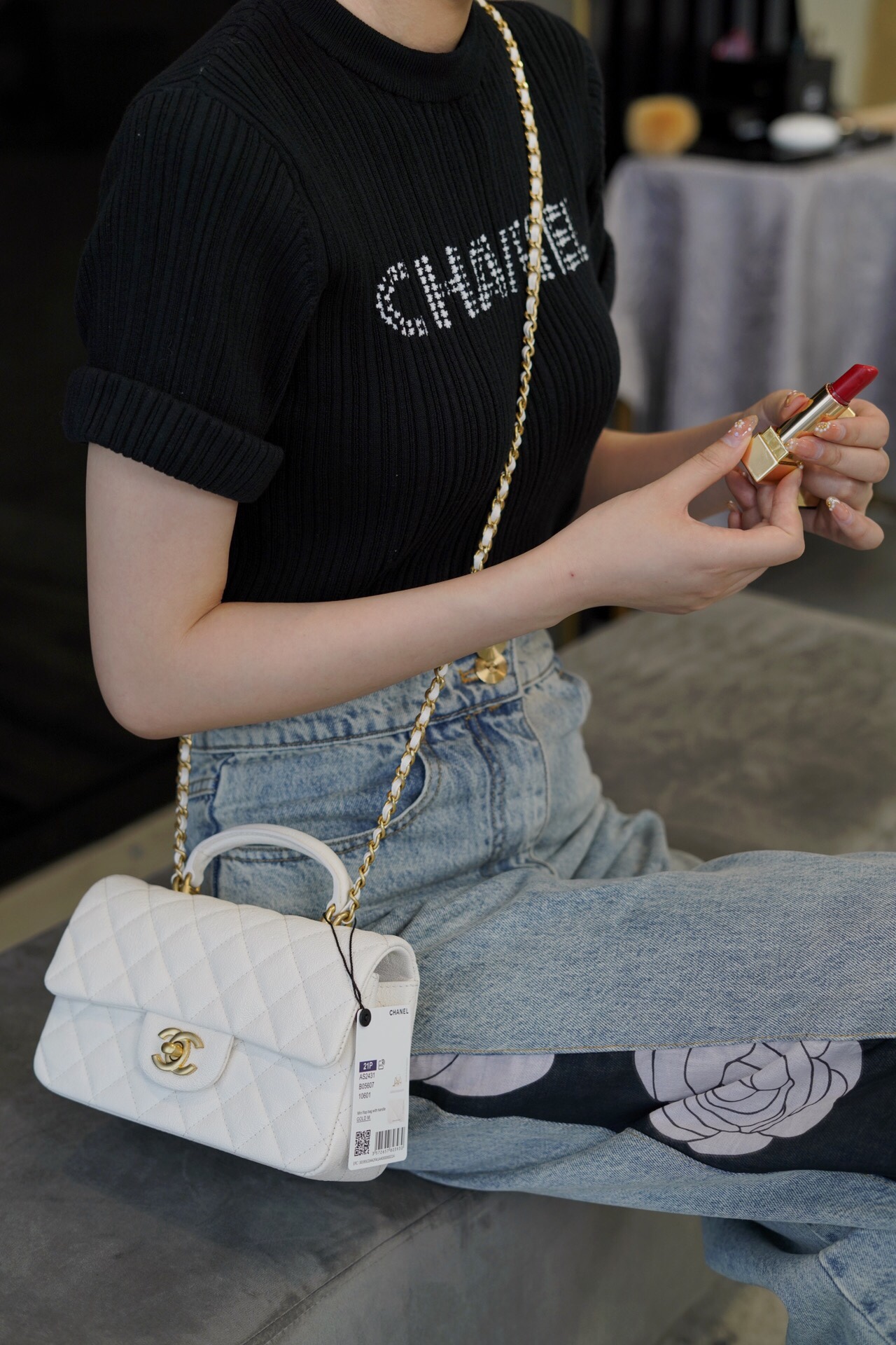 Chanle 2021 SS Classic Flap Mini White