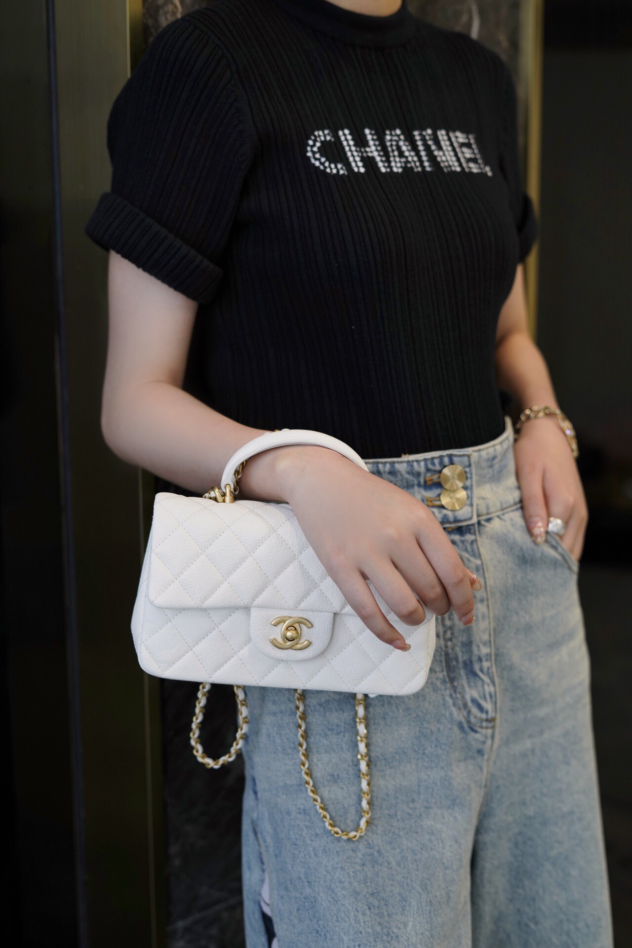 Chanle 2021 SS Classic Flap Mini White