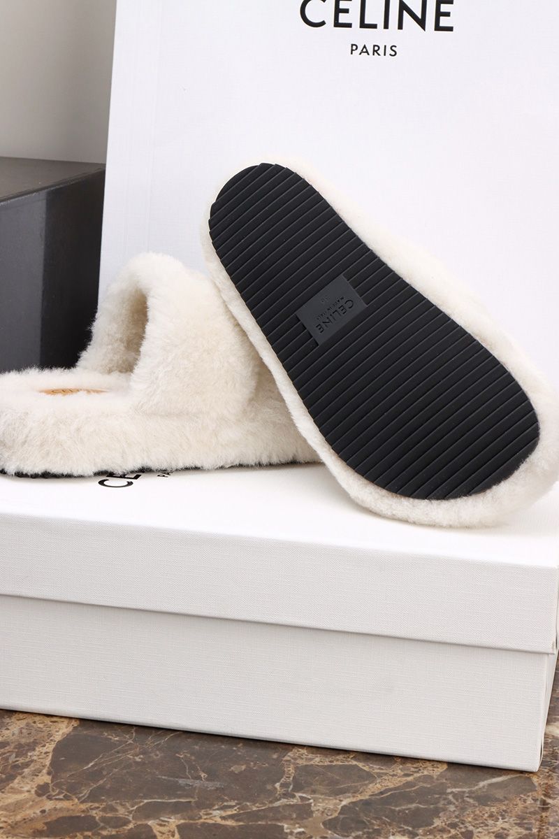 Celine Fur Slides Triomphe 013