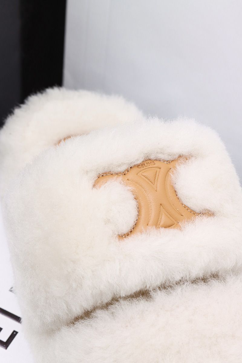 Celine Fur Slides Triomphe 013