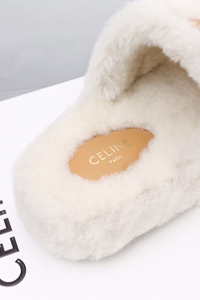 Celine Fur Slides Triomphe 013