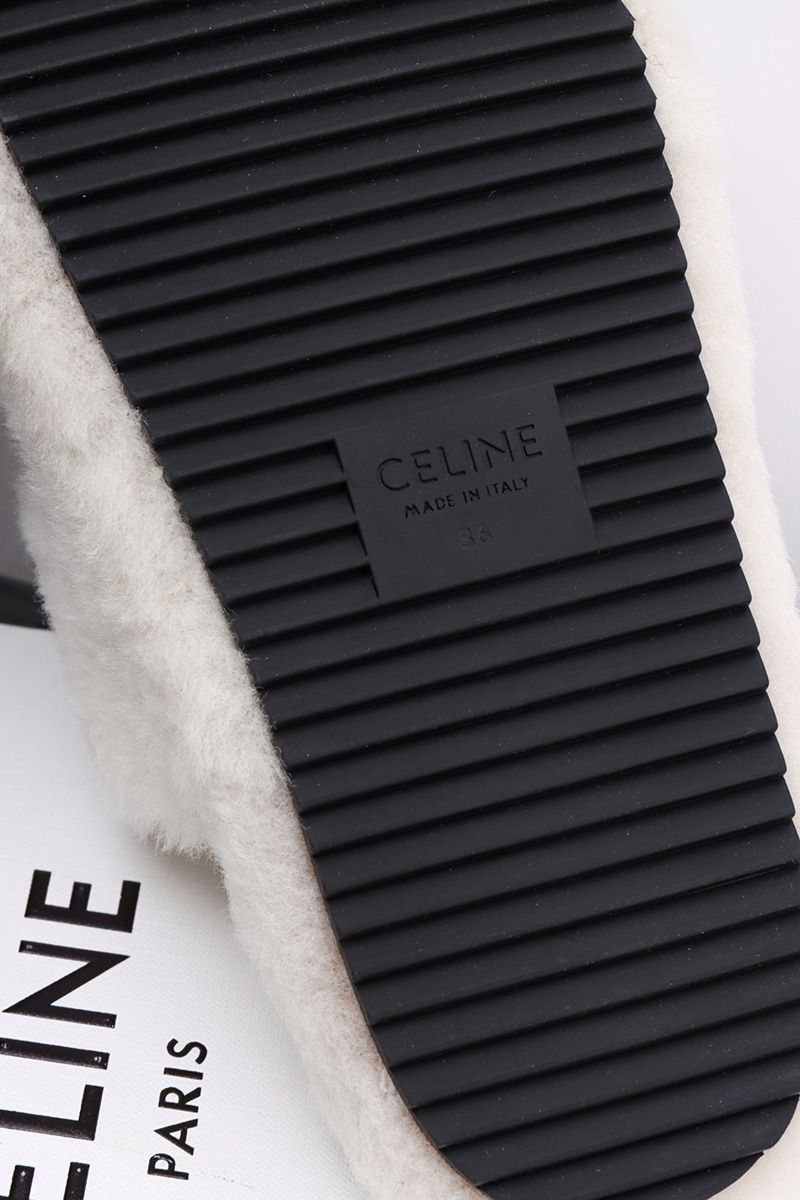 Celine Fur Slides Triomphe 013