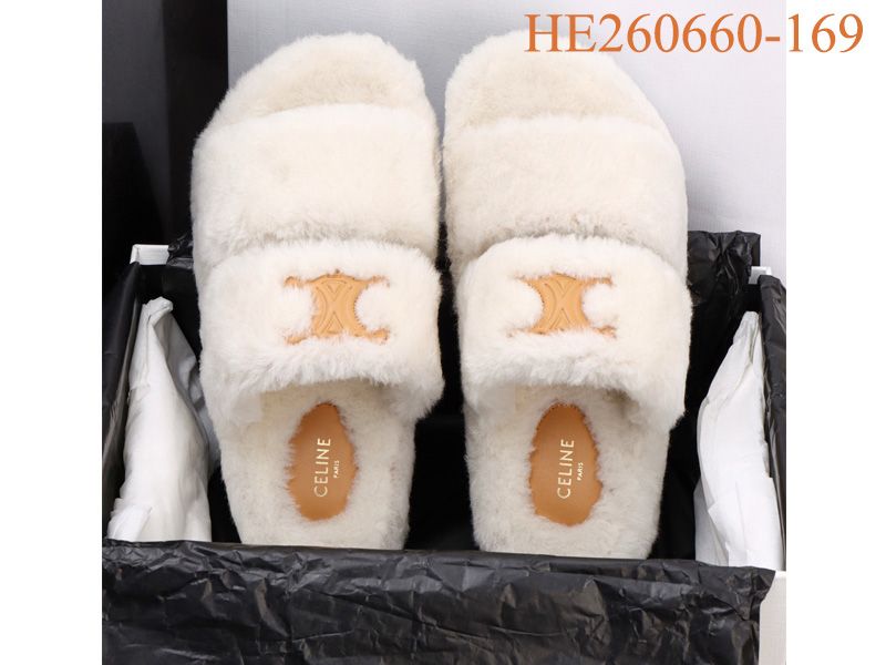 Celine Fur Slides Triomphe 013
